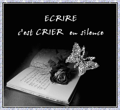   mon ange j'ai mon cahier ou je t'�cris toute ma souffrance, �crire me permet de pleurer , c'est un exutoire. 